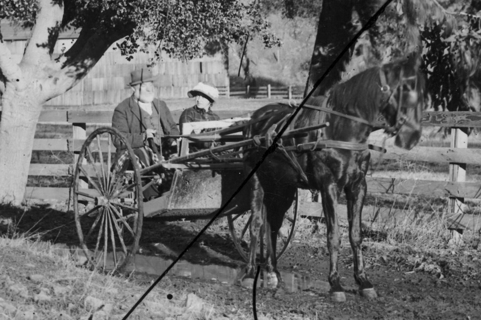 Delphine Caire, with father Justinian, around 1880s