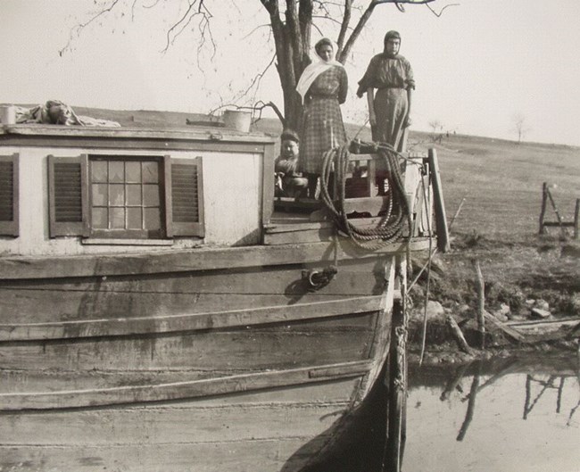 Women on a canal boat Women on a canal boat