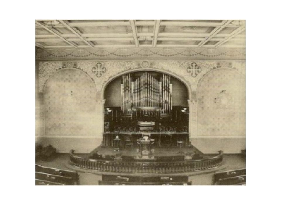 Historical image of the inside of the Dumbarton United Methodist Church.