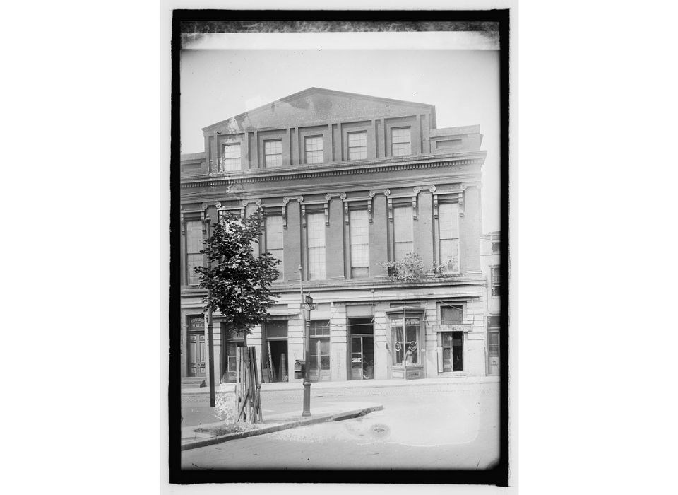 Historical black and white image of Forrest Hall in Georgetown, Washington, DC.