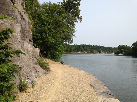 Chesapeake and Ohio Canal towpath winding near the Potomac River