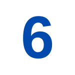 A cobalt blue colored number six.