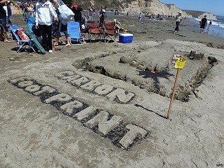 2012 Sand Sculpture Contest: People's Choice Award Winner: Entry #06: Carbon Footprint, by Cooper-Levine family.