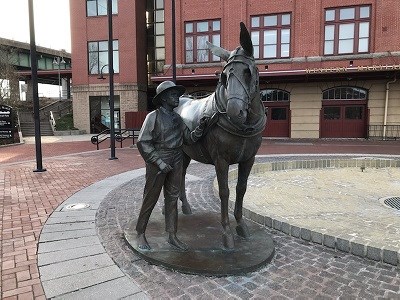 Statue of child & mule at Cumberland Visitor Center