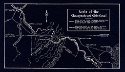 A map of the proposed route of the C&O Canal.