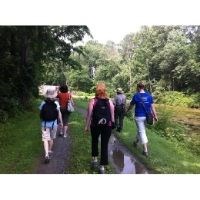 Visitors walking along the towpath.