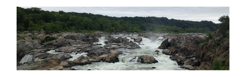 View of rushing Potomac River at Great Falls.