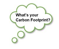 A thinking bubble with the words "What's your Carbon Footprint," written inside.