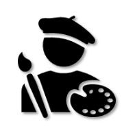 Black icon symbolizing an artist.