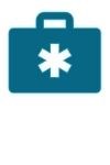Blue first aid icon.