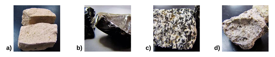 NPS Photo: igneous rocks textures Rocks displaying the different igneous rock textures.