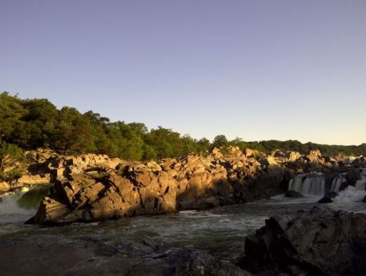 view of great falls at sunrise
