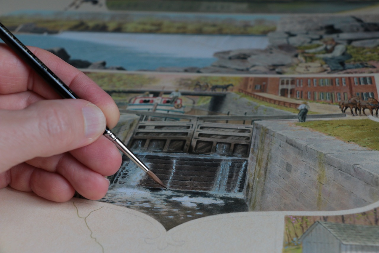 Artist Mark Stutzman paints C&O Canal art