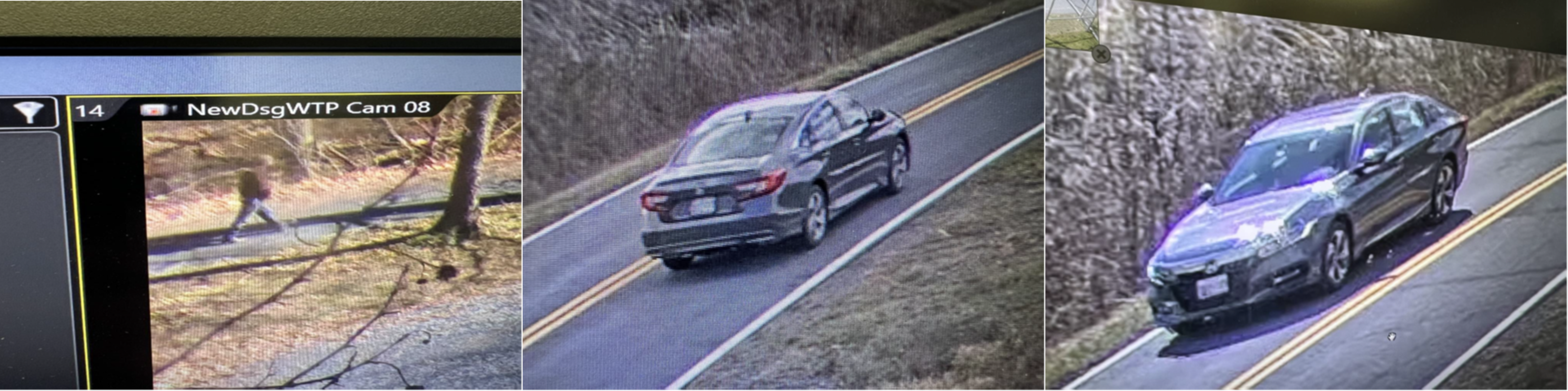 Possible suspect and car Multiple images of the possible suspect and gray 4-door sedan