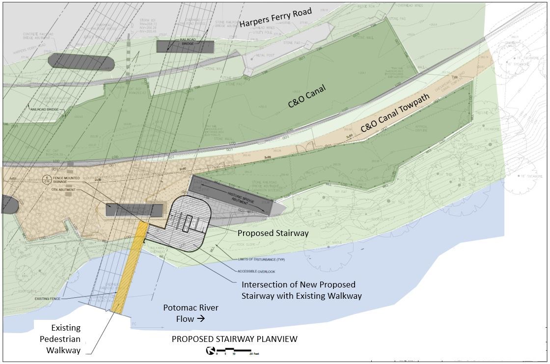 Plan View of Proposed Byron Bridge Stairway Connecting the Byron Bridge Walkway to the Chesapeake & Ohio Canal Towpath