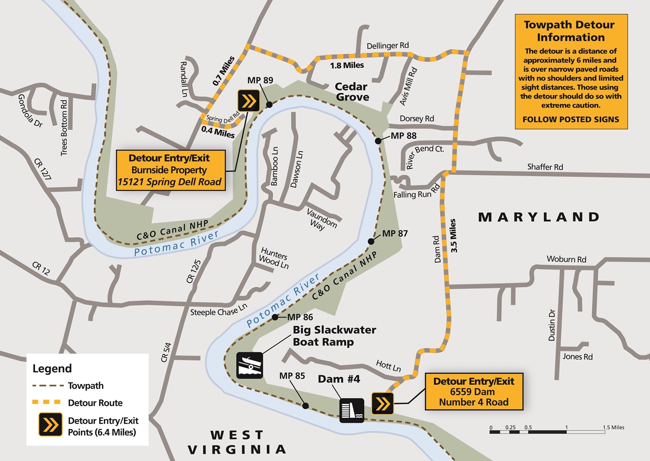 Big Slackwater Detour Map