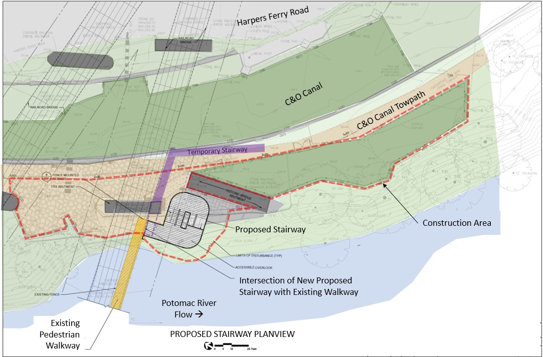 Plan View of Proposed Byron Bridge Stairway Connecting the Byron Bridge Walkway to the Chesapeake & Ohio Canal Towpath