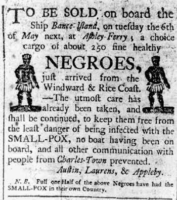 newspaper advertisement for sale of slaves