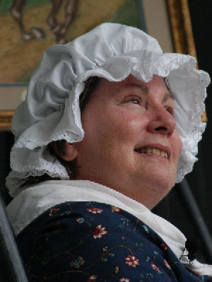 Author Sheila Ingle in period dress.