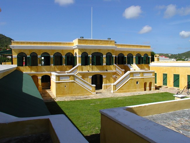 Photograph of the two-story south curtain of Fort Christiansvaern, 1740.