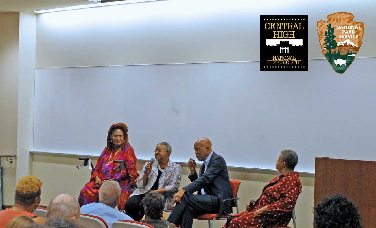 Jane Hill, Sybil Jordan Hampton, Terrence Roberts and Elizabeth Eckford (L to R) discuss the moments around Little Rock Central High's desegregation and its aftermath, 1957-1960.