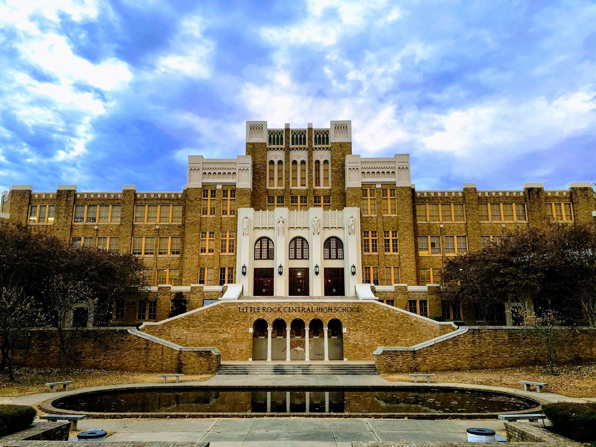 The front façade at Little Rock Central High School.