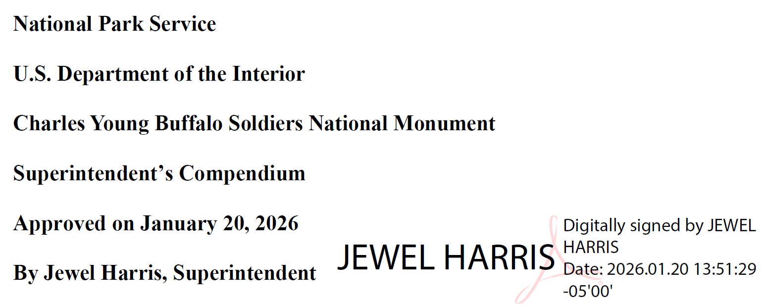 Header of the compendium featuring the signature of Superintendent Jewel Harris.