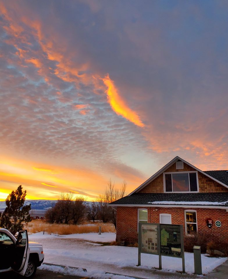 Sunrise over the Visitor Center on the morning of the Bird Count