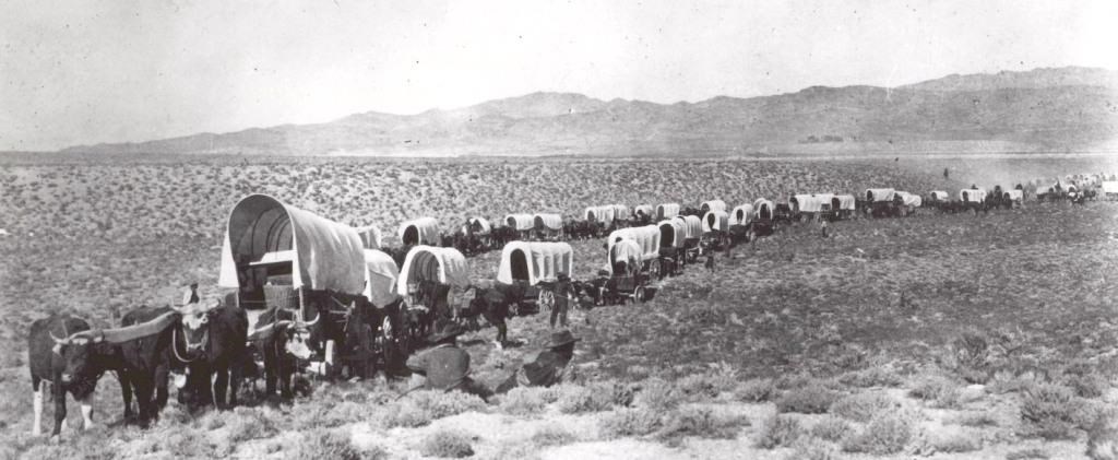 Wagons on trail