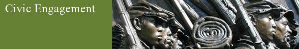 Bronze relief of The Massachusetts 54th Regiment on Boston Commons by sculptor Augustus St. Gaudens