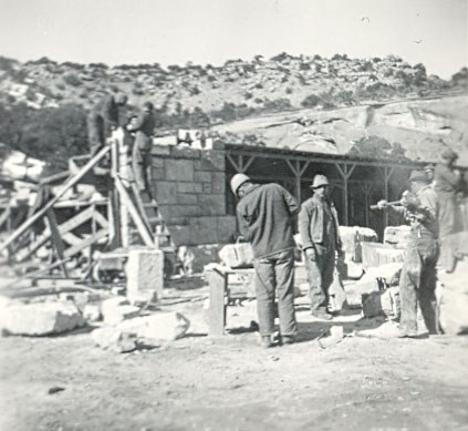 CCC workers building a structure