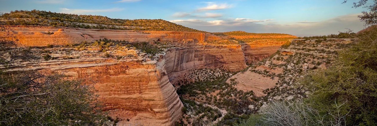 red orange sandstone canyon at sunset