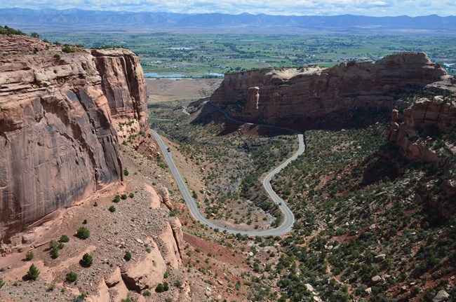 A view looking down into Fruita Canyon