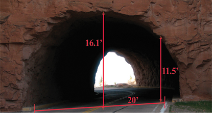 Height and width specifications for tunnels. Height and width specifications for tunnels.