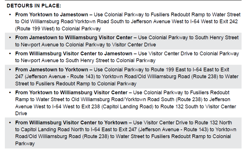 Current Detour Text August 2026