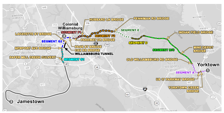 Colonial Parkway Project Map 2026