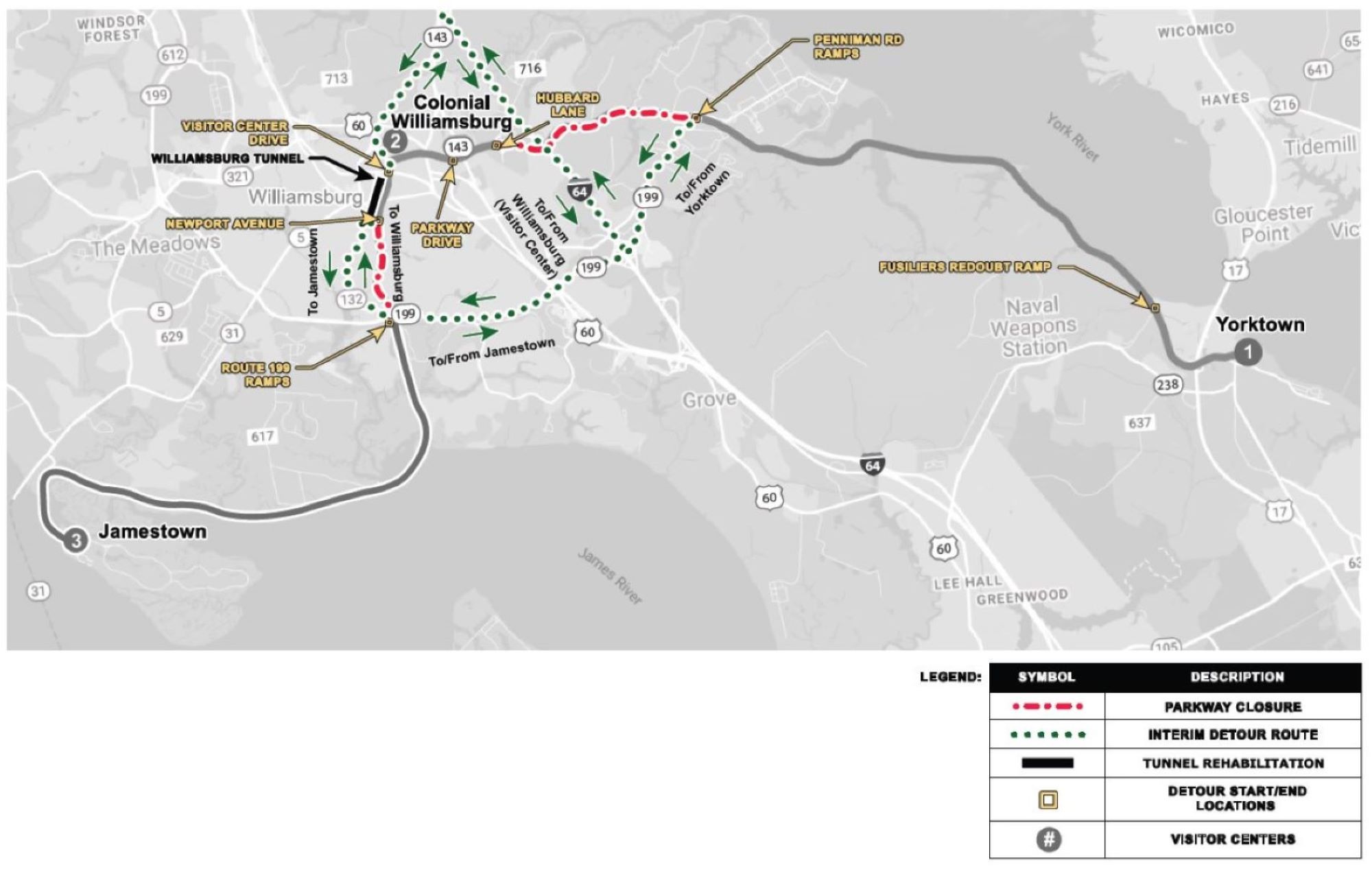 July 2026 Parkway Detour Map