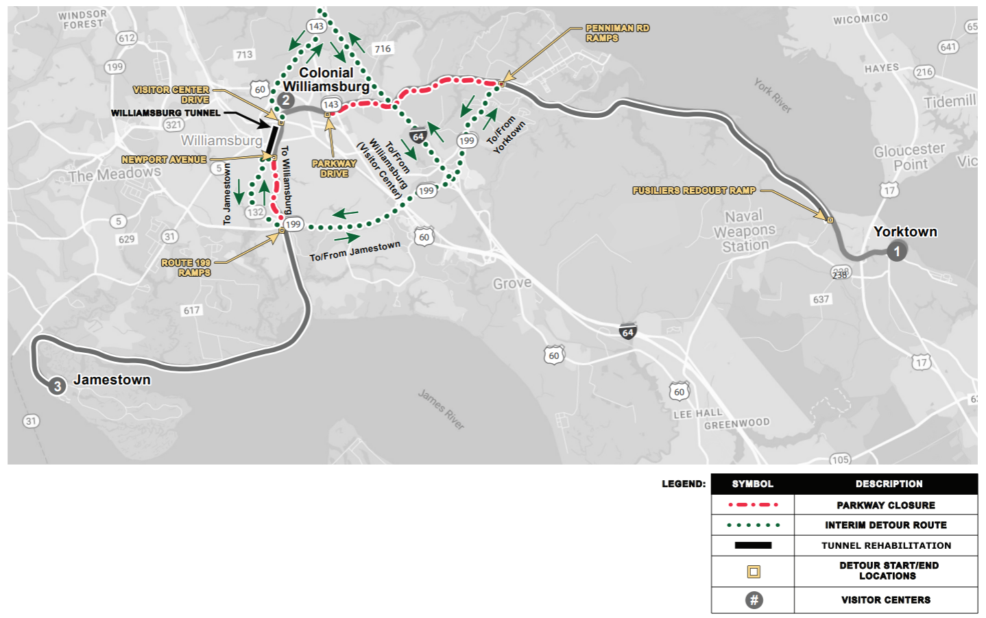 June 2026 Parkway Detour Map