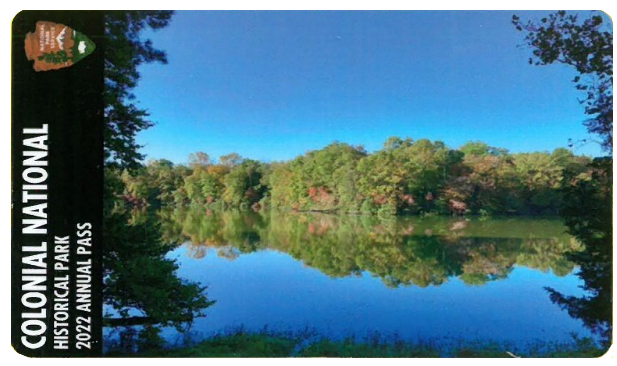 A pass with an image of fall foliage. On the top it says "Colonial National Historical Park 2022 Annual Pass.