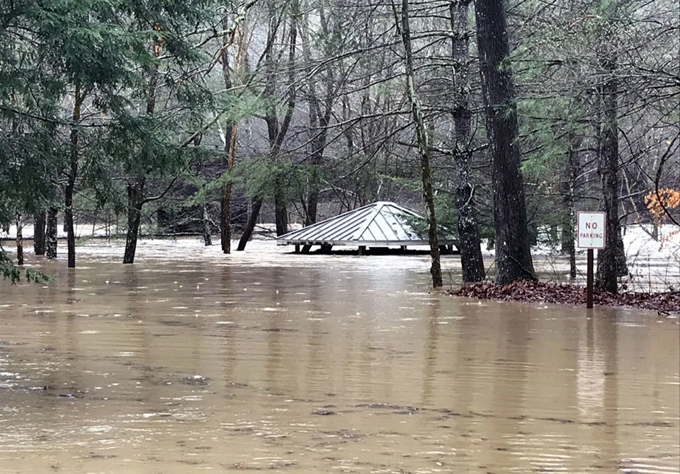 Leatherwood Ford Gazebo during flood event
