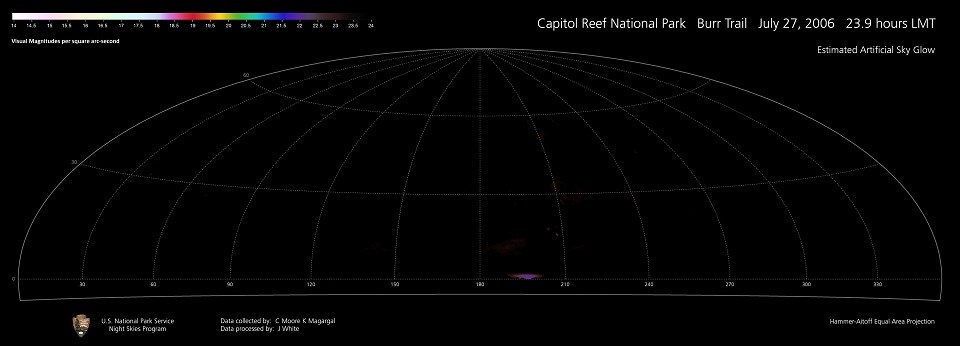 Dark sky imaging of all sources of light, including the Milky Way.