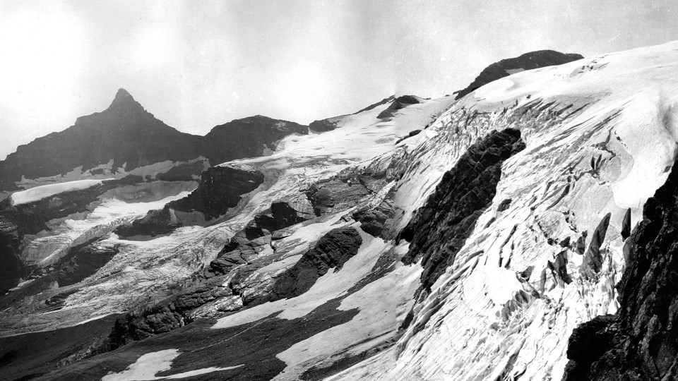 A mountainous glacier.