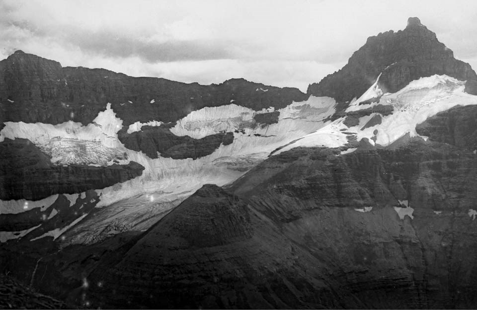 A mountainous glacier.