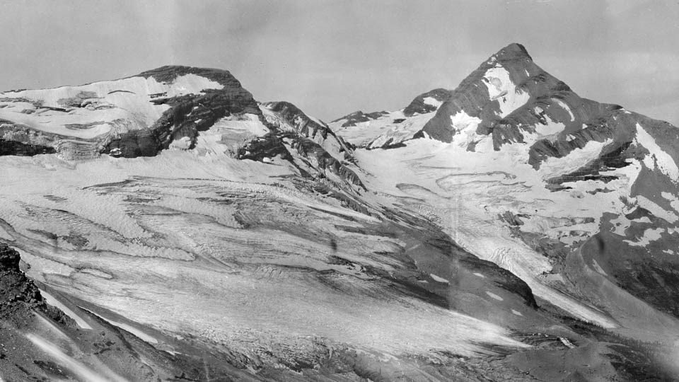 A mountainous glacier.