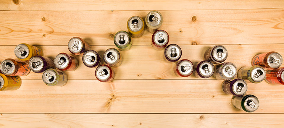 Tin cans form an image of the Teton Range.