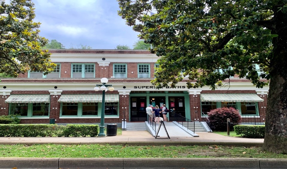 Historic photo of the first Superior bathhoouse built in the early 1900's.