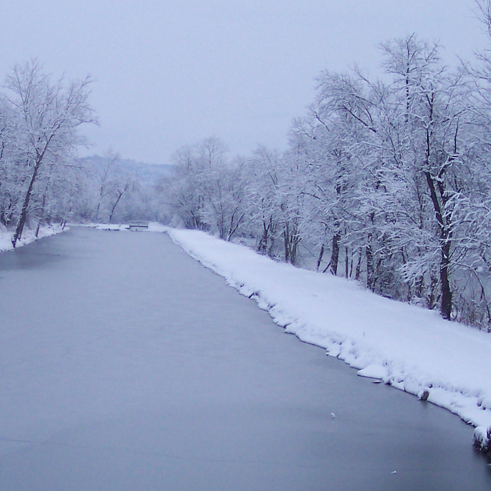 Morning light on the C&O Canal towpath, Oldtown looking east
