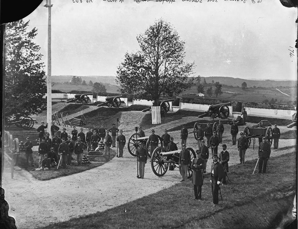 Union soldiers at Fort Stevens during the Civil War.
