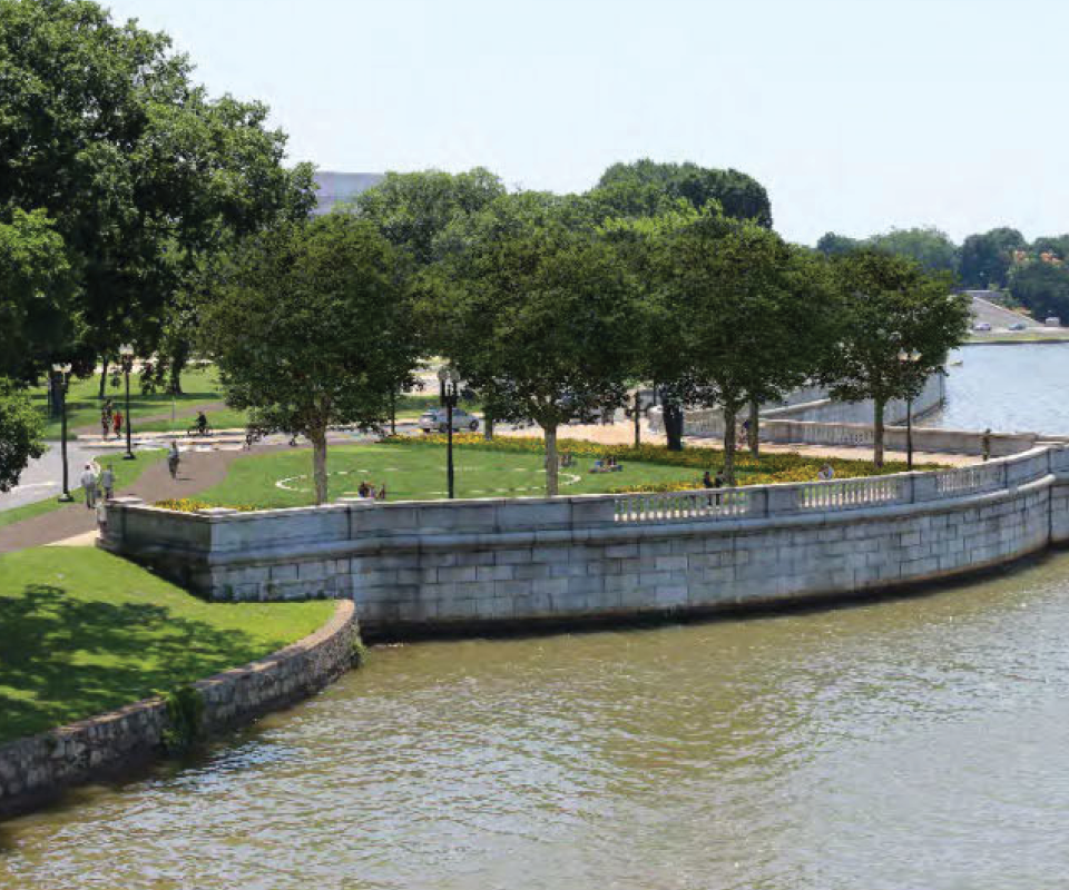 Paved areas cover the space at the end of Parkway Drive