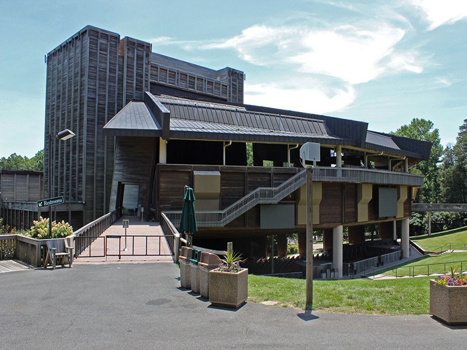 The Filene Center, after a destructive fire on April 5, 1982.